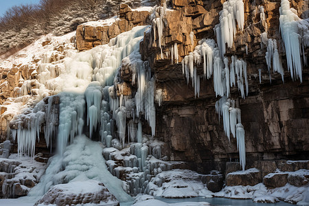 冬季冰川瀑布图片