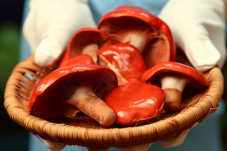 新鲜红色的蘑菇图片