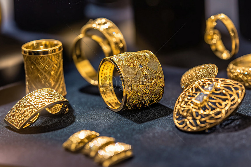 橱窗里的黄金首饰高清图片下载-正版图片600188041-摄图网