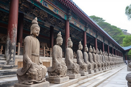 石雕佛像中国佛教寺院背景