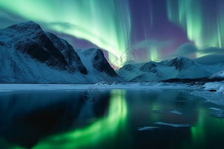 绿色的极光唯美冰岛高清图片
