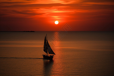 日落时海面上的美景图片