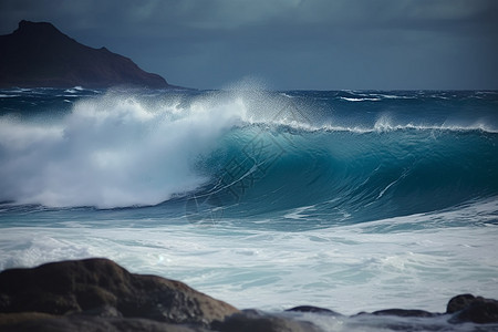 海浪冲击这岩石图片