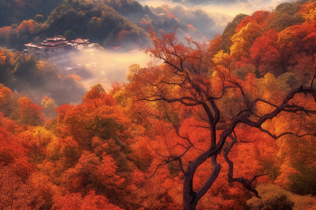 秋季红叶遍野图片
