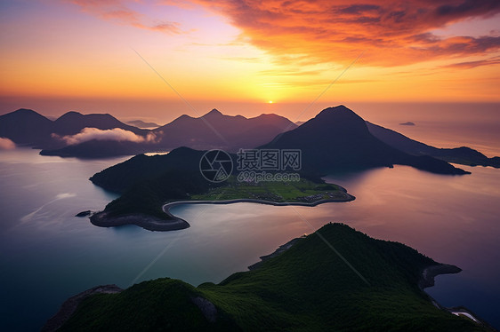 岛屿日落风景图片