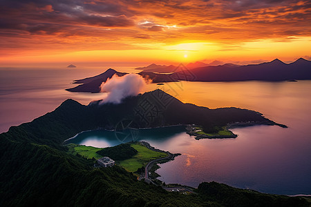 海岛日落图片