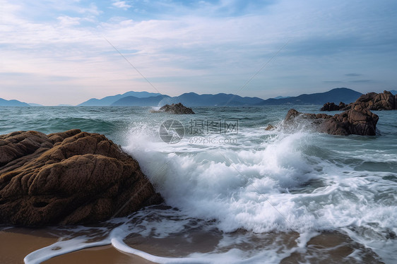 汹涌的海水图片