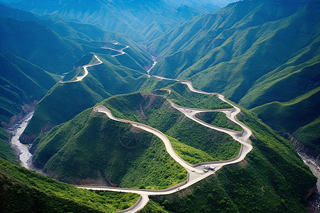 俯视S形道路美景道路图片