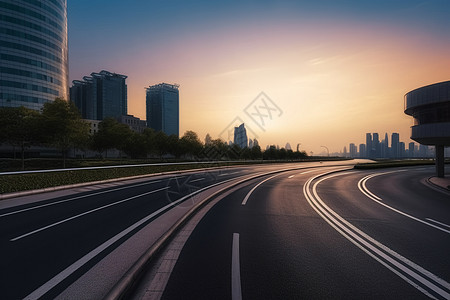 城市公路黄昏时的道路背景