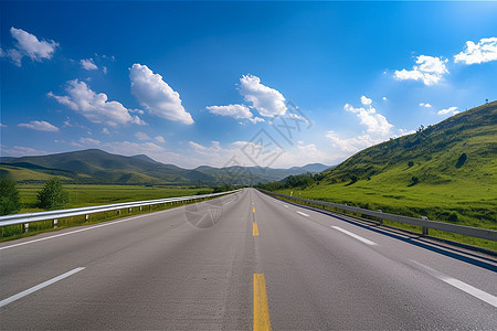 蓝天下空旷的高速公路图片