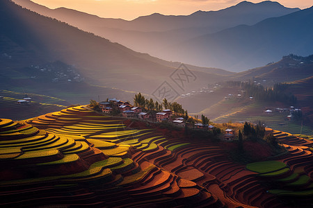 层层叠叠的山峦背景图片