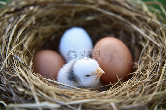 小鸡在巢里图片