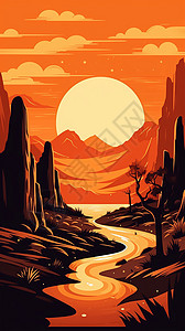 沙漠日落景观图片