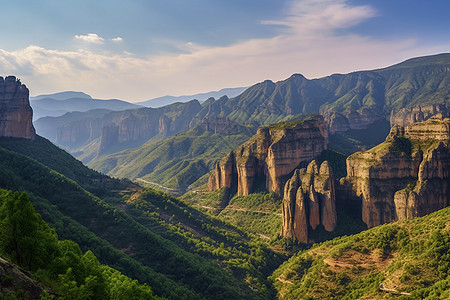 远处的高山山谷大川高清图片