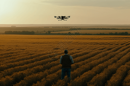 农民操作无人机图片