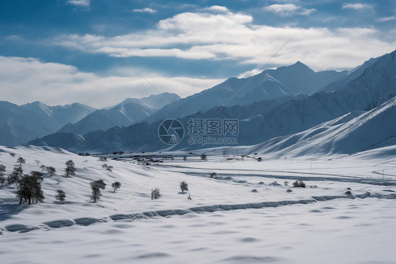 冬天山脉雪山图片