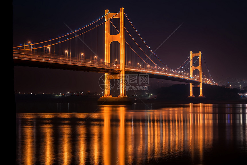 悬索桥夜景图片