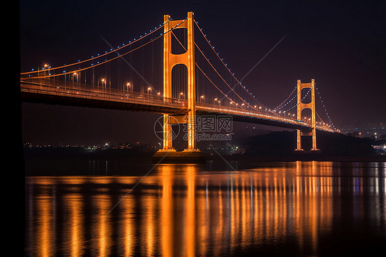 悬索桥夜景图片