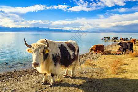 自然风光的牦牛背景图片