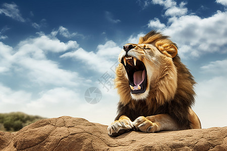 凶猛的野兽张嘴狮子高清图片
