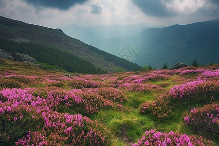 山地景观与杜鹃花图片