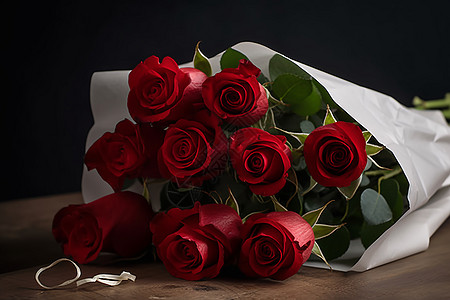 美丽的红玫瑰花束背景图片