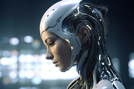科技感虚拟机器人背景图片