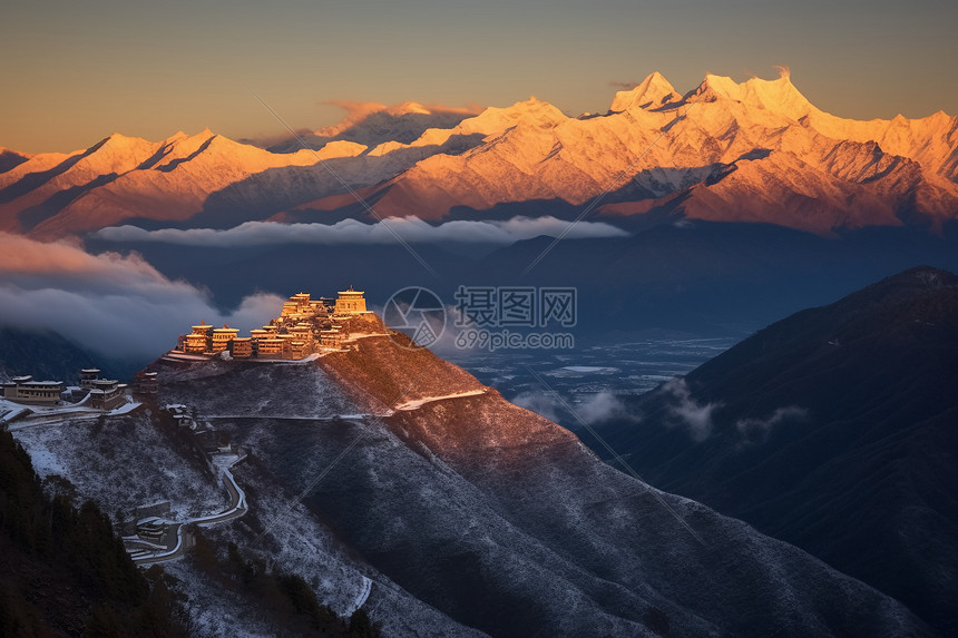 日照金山的自然景观图片