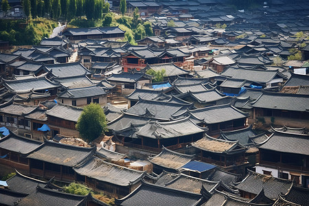 小镇住宅区的高处景观图片