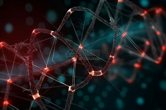抽象DNA链的3D概念图图片