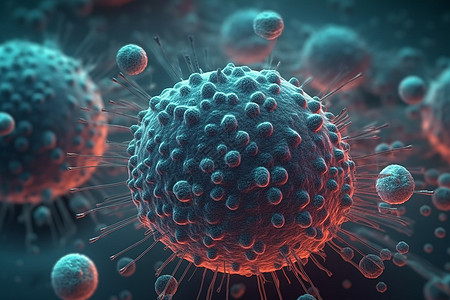细菌病毒细胞3D概念图背景图片