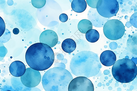 抽象水彩蓝点分子结构背景图片