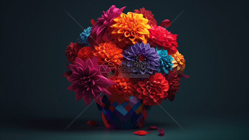 色彩鲜艳的几何花朵图片