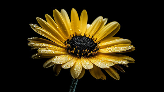 黑暗背景下的黄色雏菊背景图片