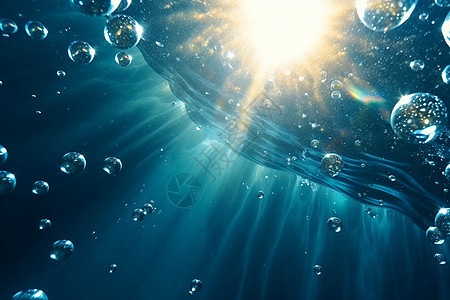 水下气泡与阳光背景图片