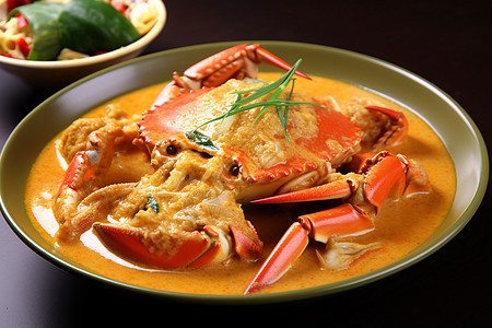 一盘美味的咖喱蟹背景图片