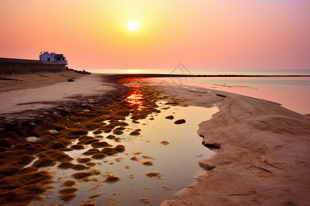 日落时分的海滩图片