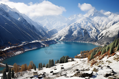 高山湖泊图片