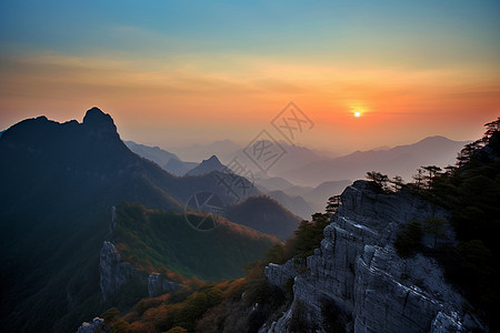 山峰日出景观图片