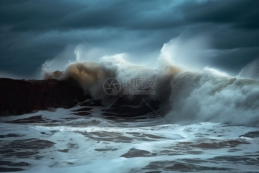 波涛汹涌的海面图片