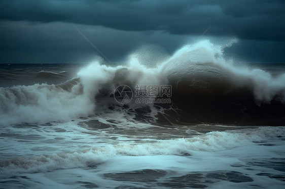 海浪翻涌的海面图片