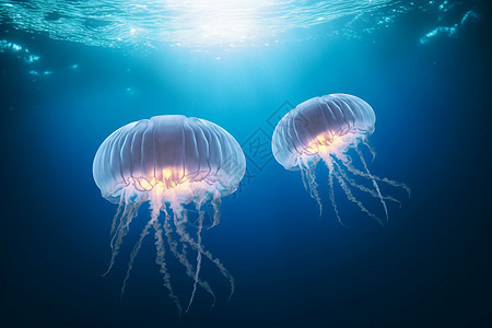 深海中的水母图片