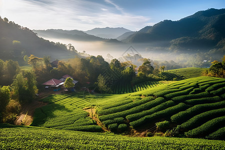 清新茶园背景图片