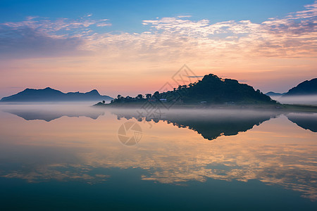 清晨山水风光图片