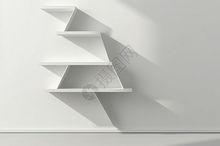 室内白色墙菱形搁板款式倾斜储物架设计图片