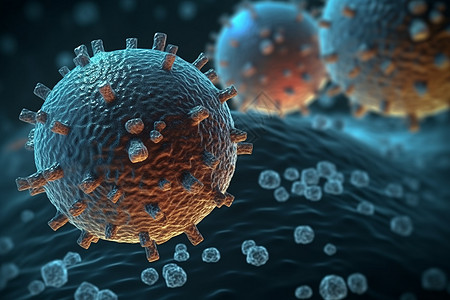 病毒细胞漂浮颗粒3D概念图图片