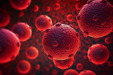 3d红色病毒细胞图片