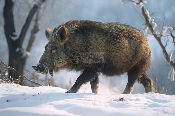冬季野猪图片