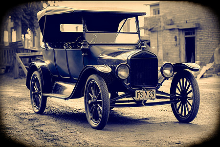 福特汽车电影里的旧汽车背景