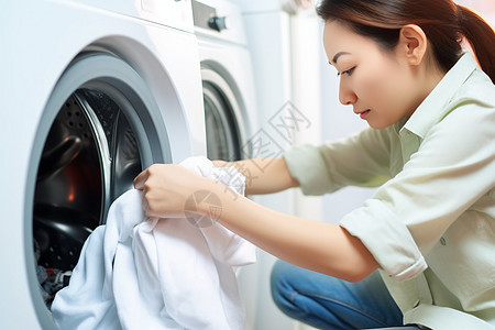 洗衣服的妇女图片